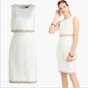 J.Crew Going Places White Beige Wavy Trim Sheath Dress NWT